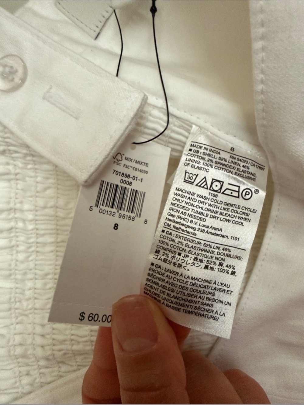 Banana Republic White Linen Square Neck Crop Top Tank Blouse 8 - Picture 4 of 5